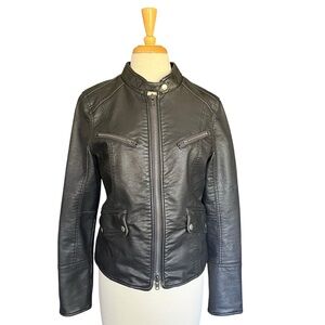 We the Free Women's Black Vegan Leather Moto Jacket Size Small